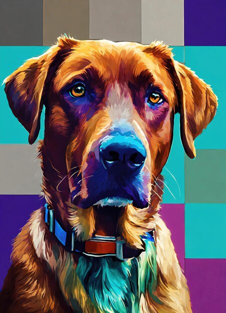 Foto cane con una parrucca colorata focalizzazione selettiva tonato ai generativo