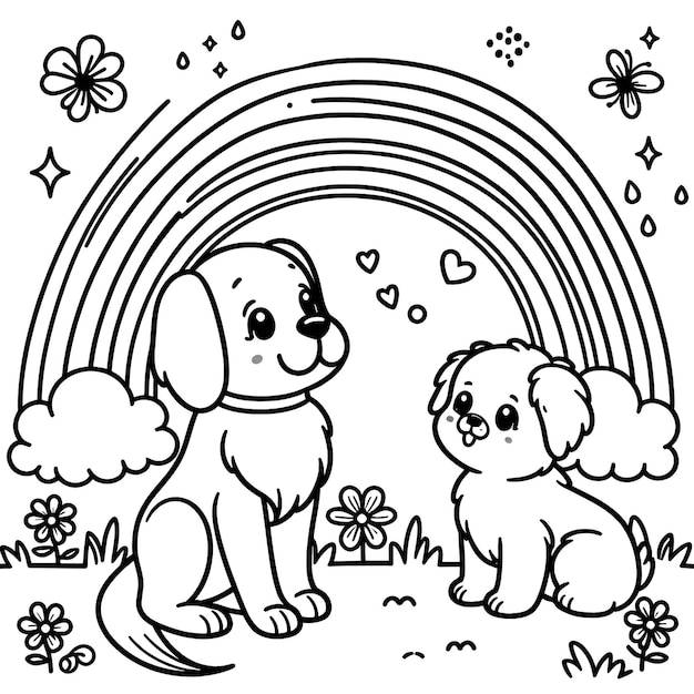 Dog coloring page ai generated