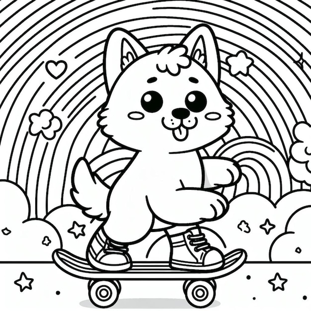 Photo dog coloring page for children ai generated