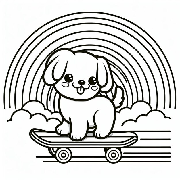 Photo dog coloring page for children ai generated