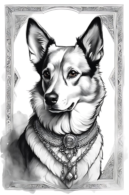 Dog Coloring page Print and color High quality For adults Pencil sketch