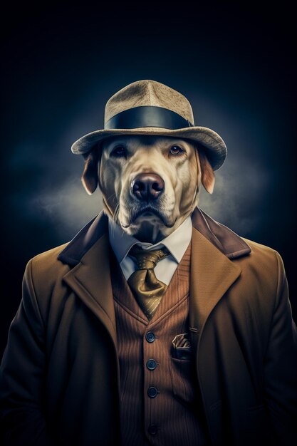 Dog in a detective costume