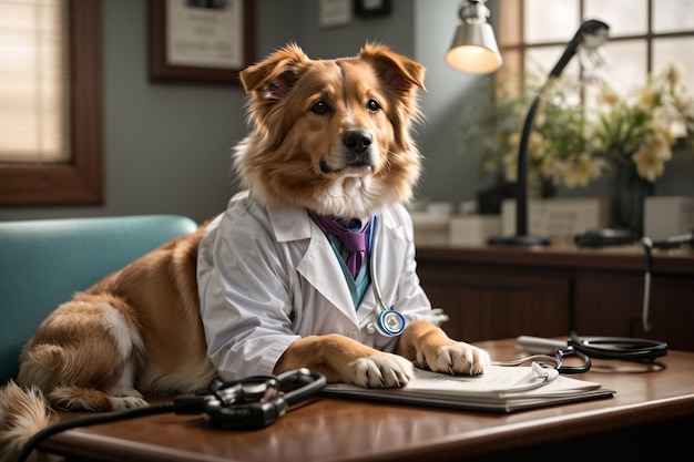 Photo dog in a doctor's suite