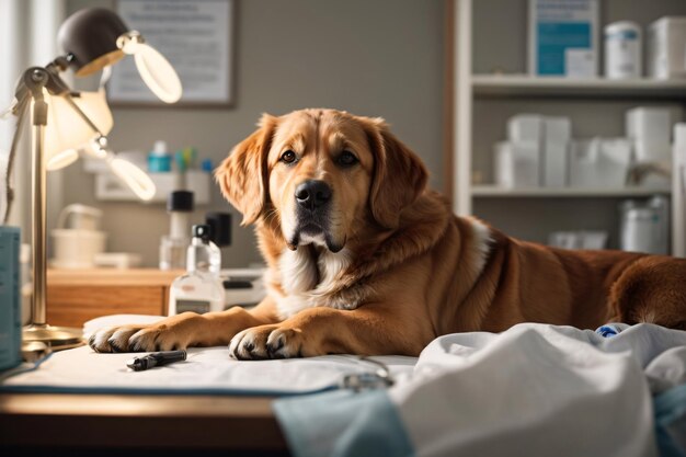 Photo dog in a doctor's suite