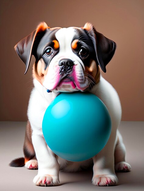 写真 ボールを持った犬