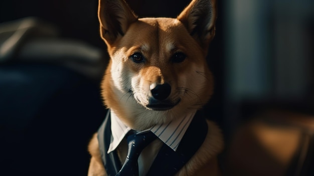 Собака в костюме офисного работника Генеративный ИИ