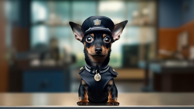 A dog dressed as a police officer