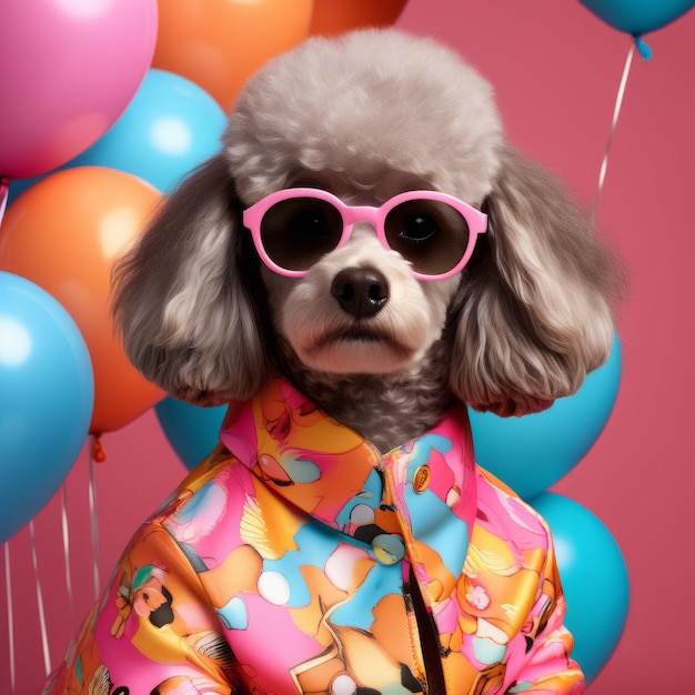 dog dressed in sunglasses