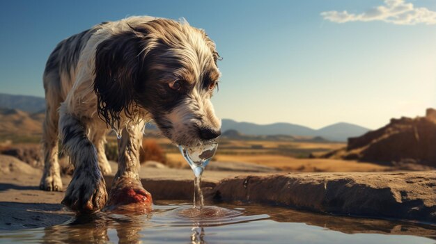 Photo dog drinking water glass animal slow motion photography image ai generated art