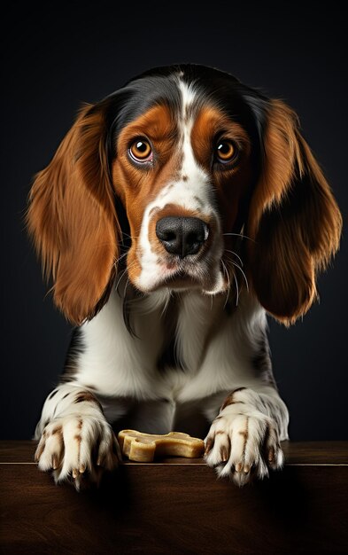 A dog eating a bowl of dog food