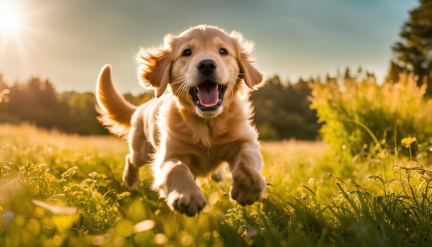 A dog the essence of pure joy and playfulness