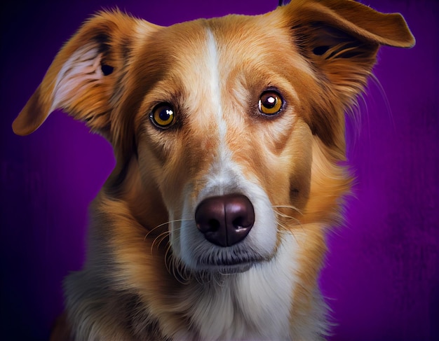 Dog Face Portrait Isolated on Background Realistic Digital Generated Photo Illustration