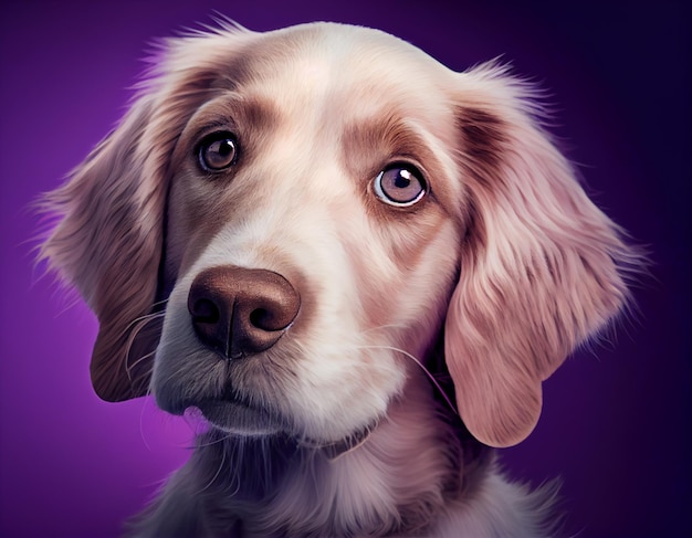 Dog Face Portrait Isolated on Background Realistic Digital Generated Photo Illustration