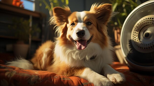 Dog and fan