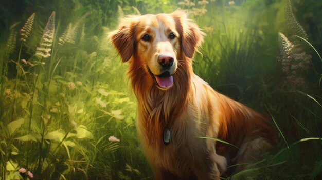 A dog in a field of grass