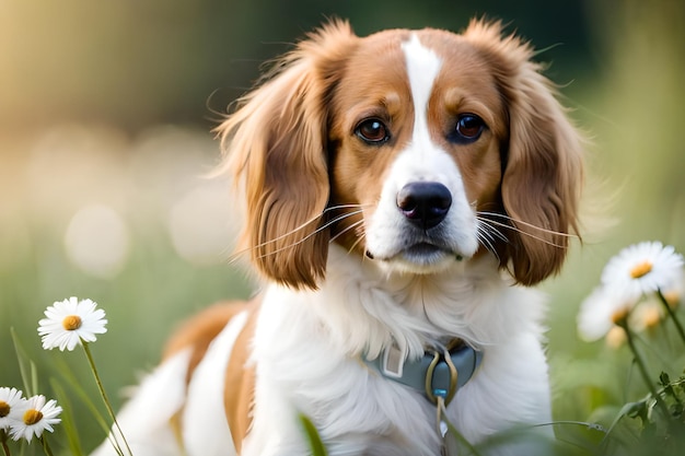 A dog in a field of grass