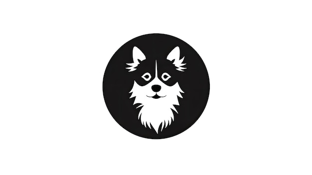 Фото Собака плоская современный дизайн иконки черно-белый