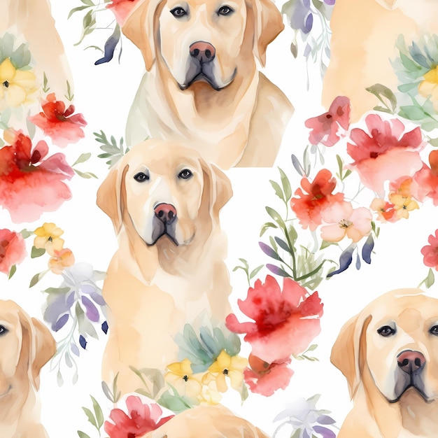 dog and flowers patterns