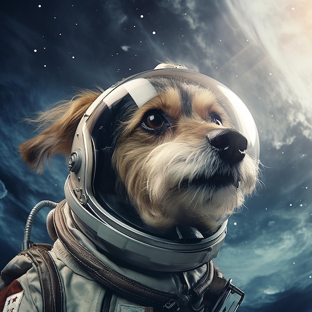 Dog flying space 3D