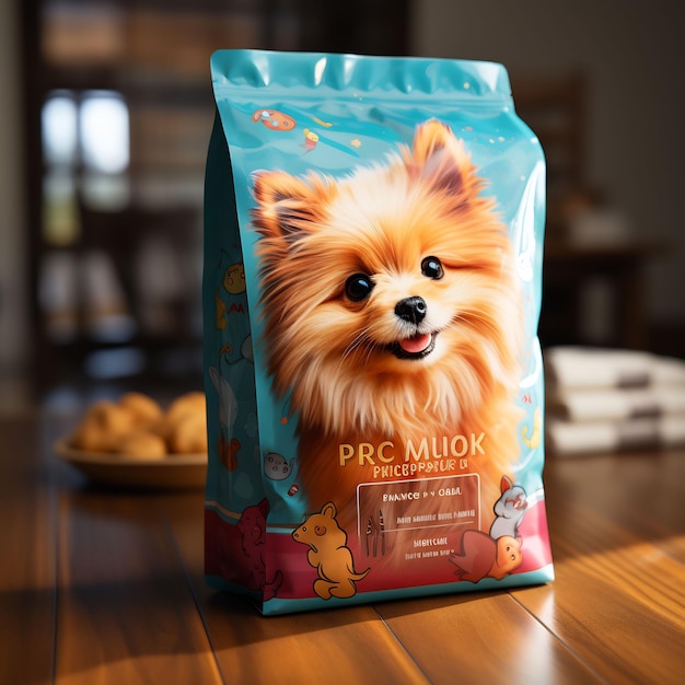 a dog food bag that says " free poodle " on it.