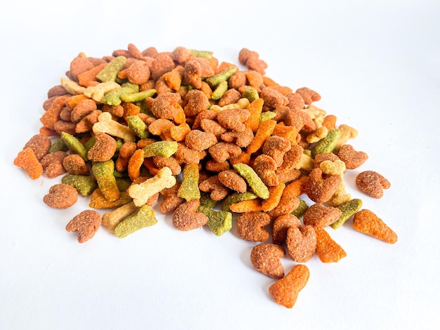 Dog food ready to eat on the white background