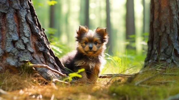 A dog in the forest