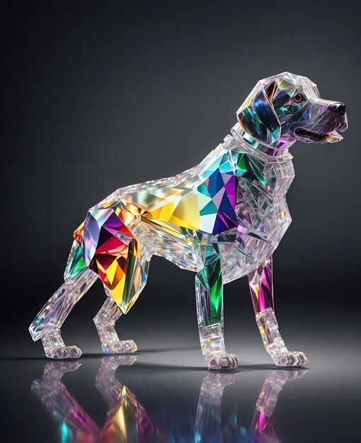 Photo dog formed with sparkling crystals