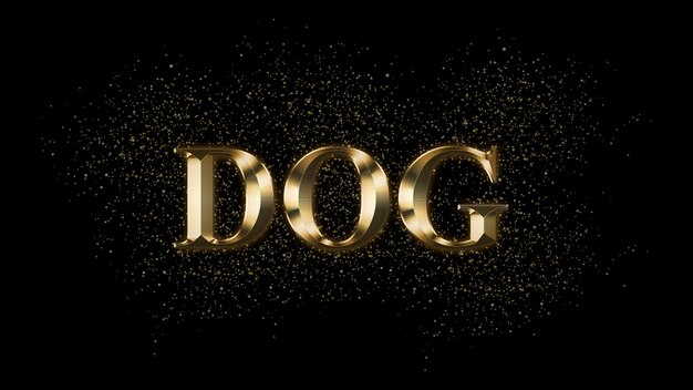 Dog gold text effect gold text with sparks gold plated text effect animal name