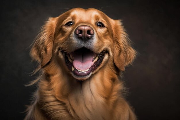 Dog Golden retriever having a big smile Watch your mouth