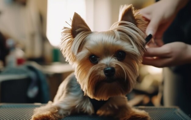 Dog grooming in a beauty salon Generative Ai