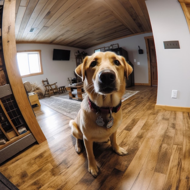 Dog have a GoPro selfie inside home