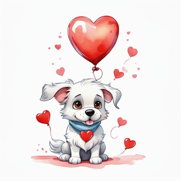 Dog holding heart created with generative AI software