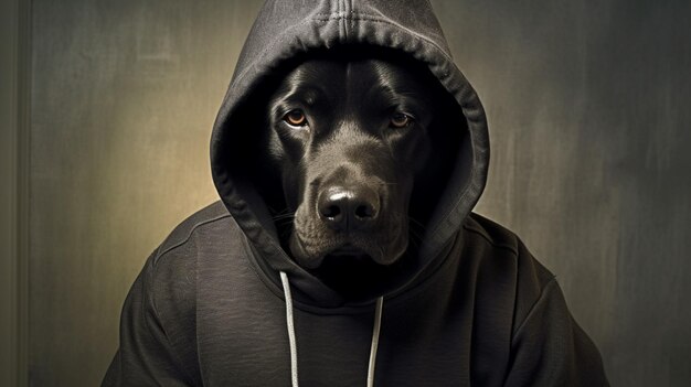 Photo a dog in a hoodie