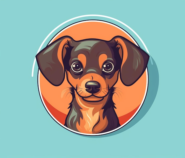 Dog icon with a blue background and the word dachshund on the front.