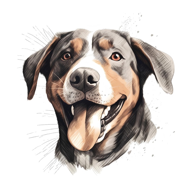 Dog Illustration sketch colored