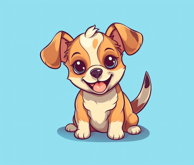 Dog illustration with a blue background and the word dog on it.