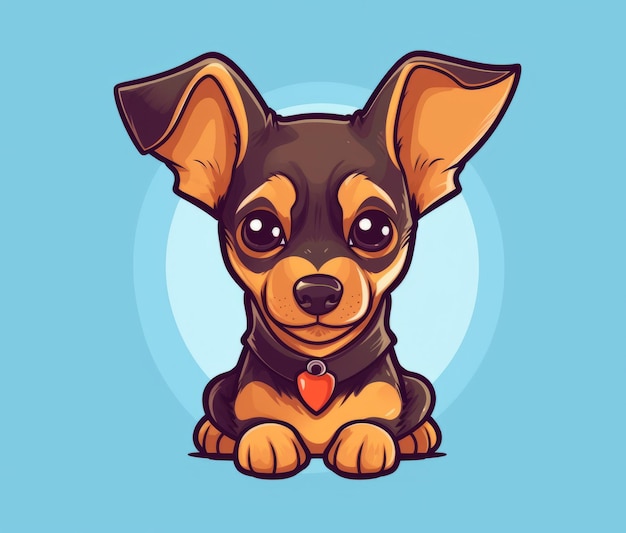 Dog illustration with a heart on its collar