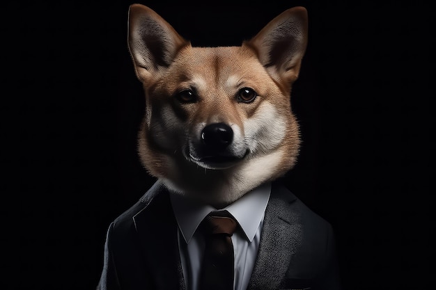 Dog impersonating a business person AI