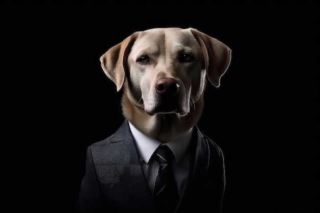 Dog impersonating a business person AI