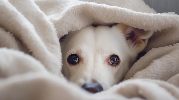 The dog is under the blanket Generative AI