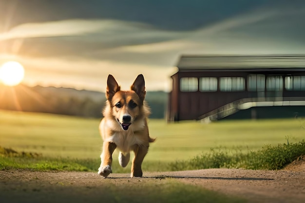 The dog is eating food from the houserealistic