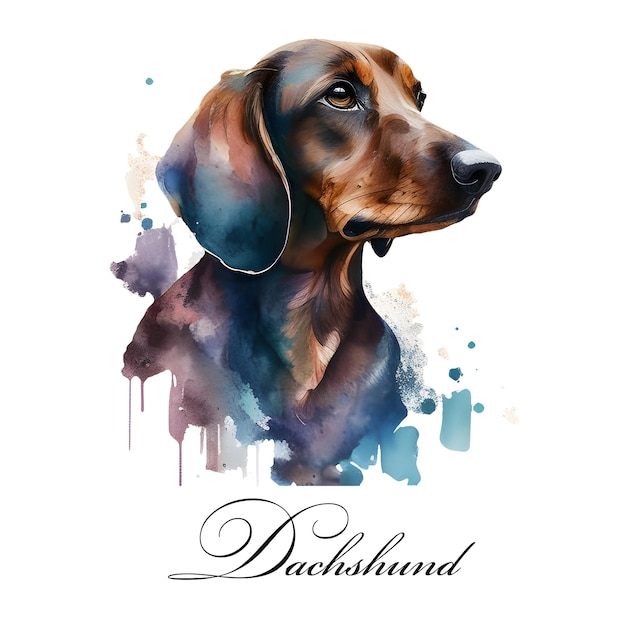 A dog is painted with the name dachshund on it.