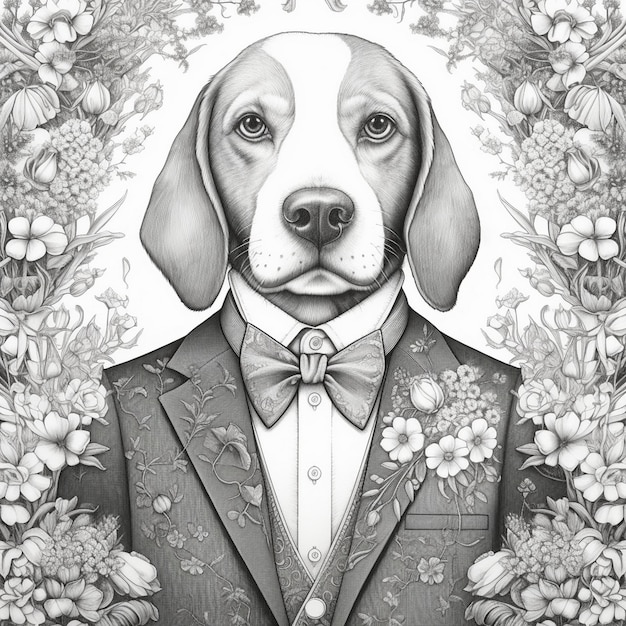 Photo a dog is wearing a bow tie and a bow tie.