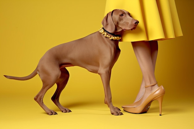 Foto lattice di cane divertente elegante arte animale pet concetto moda colorata ai generativa