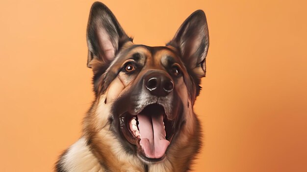 Dog laughing in a colorful background