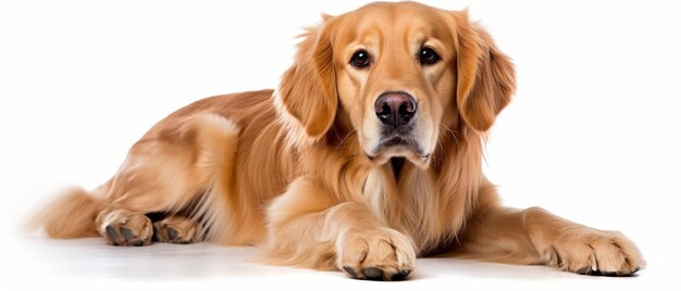 Photo a dog laying on the floor with a white background