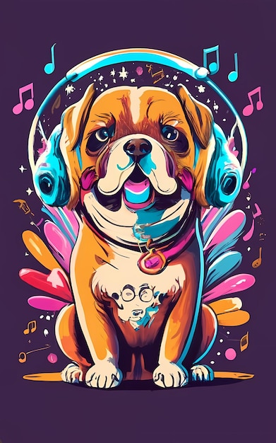 音楽を聴く犬