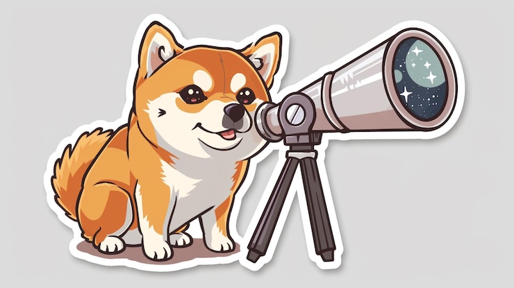 Photo その上に犬の絵を描いた望遠鏡を通して見ている犬