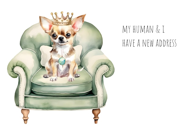 Dog lover moving announcement Watercolor chihuahua breed We have moved card Dog moving