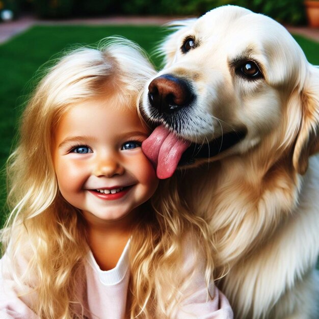 dog loving girl in a park